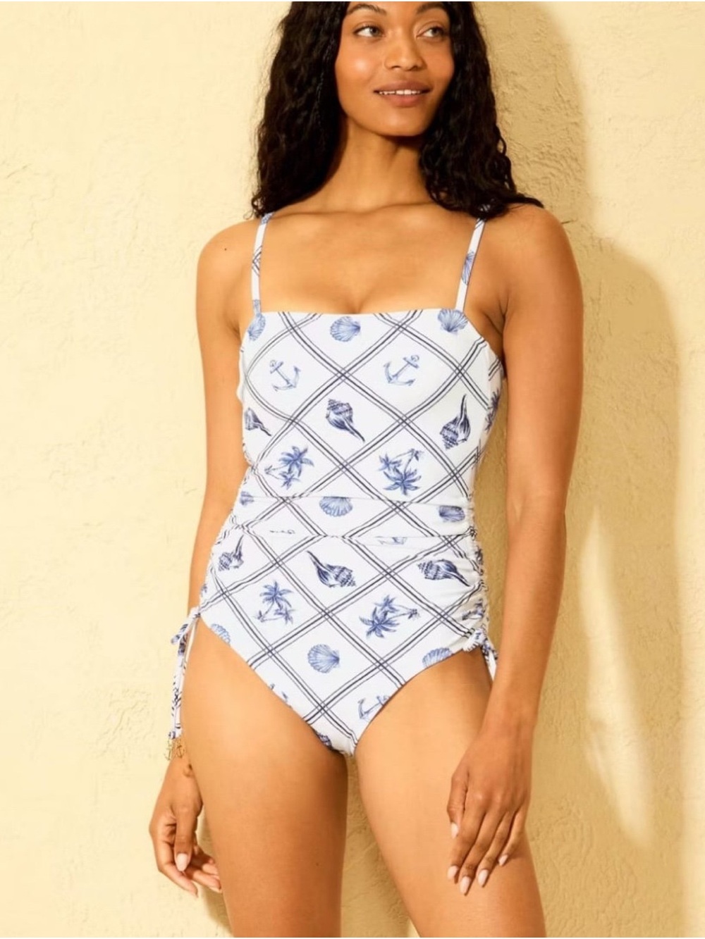 Women's Shell Print Anchor Charm Medium Coverage One Piece Swimsuit